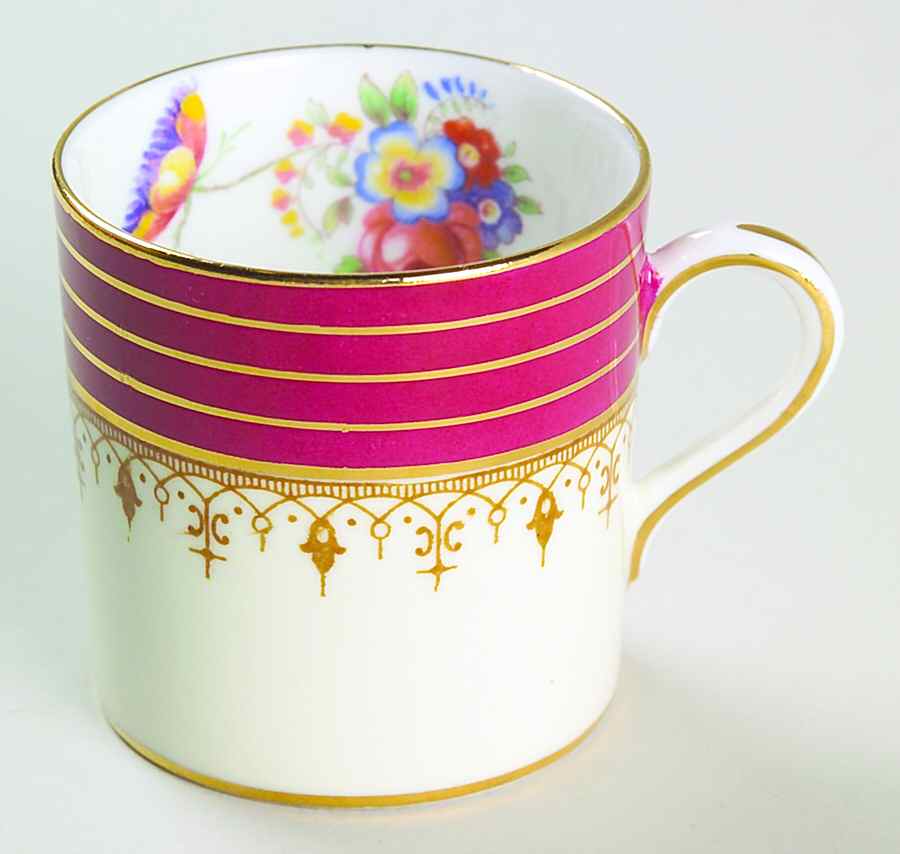 Dorchester Maroon (Floral Cneter) Flat Demitasse Cup by John  Aynsley & Sons-1