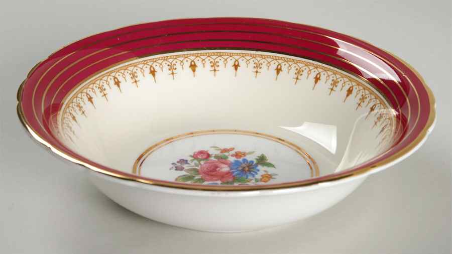 Dorchester Maroon (Floral Cneter) Coupe Cereal Bowl by John  Aynsley & Sons-1
