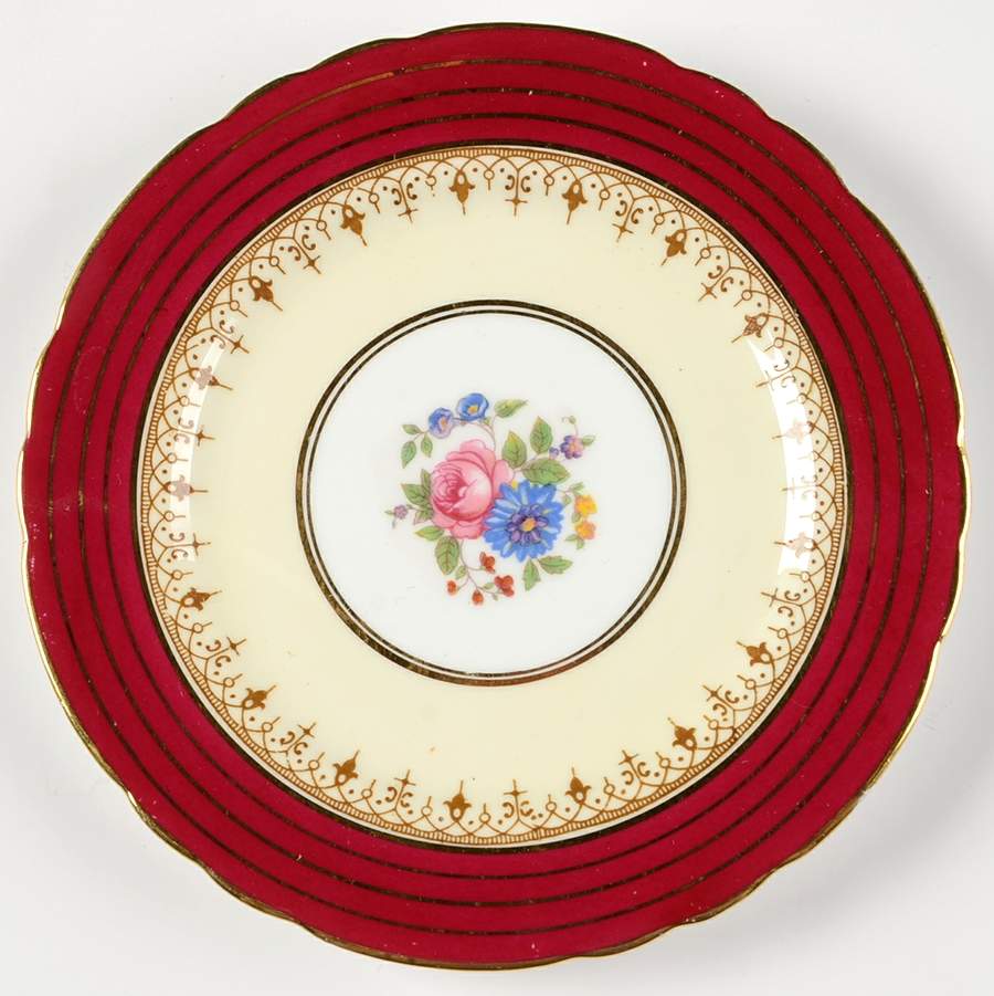 Dorchester Maroon (Floral Cneter) Bread & Butter Plate by John  Aynsley & Sons-1