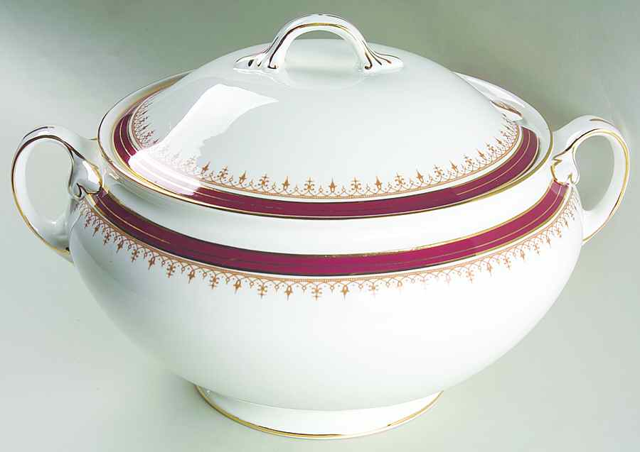 Durham Maroon (Smooth) Tureen &  Lid by John  Aynsley & Sons-1