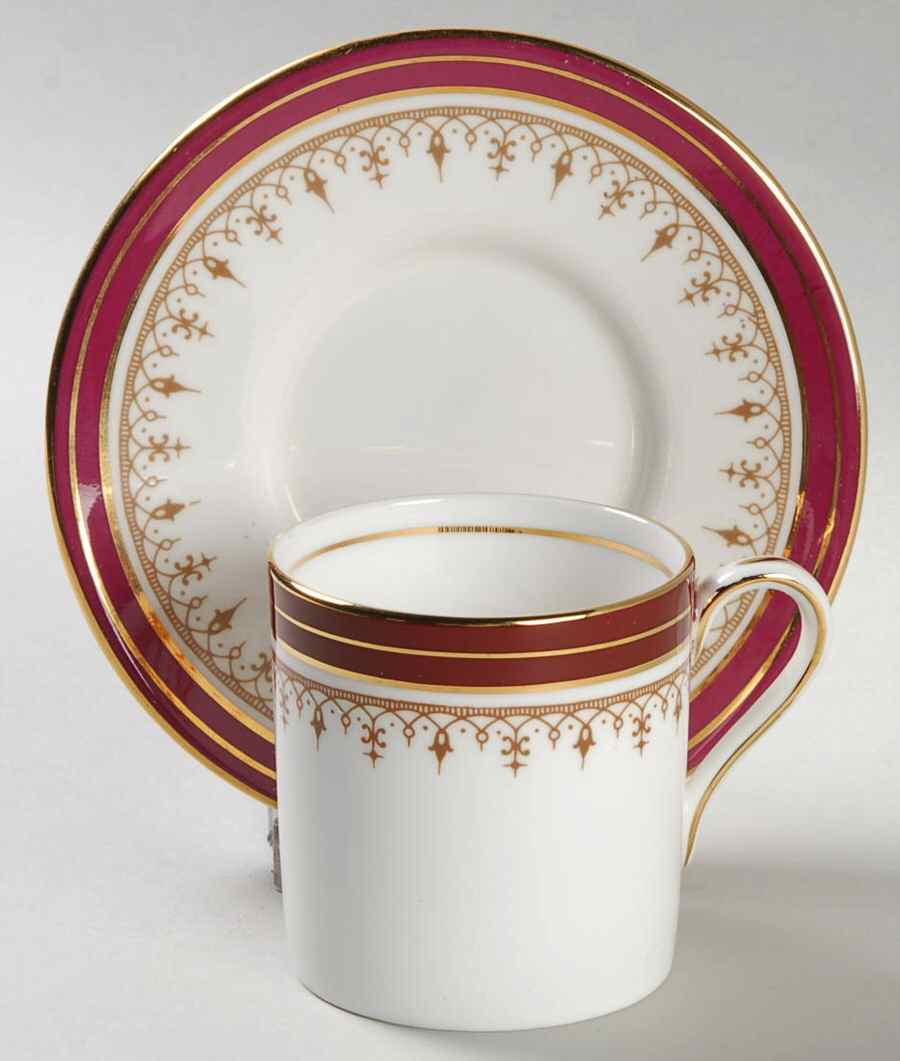 Durham Maroon (Smooth) Flat Demitasse Cup & Saucer Set by John  Aynsley & Sons-1