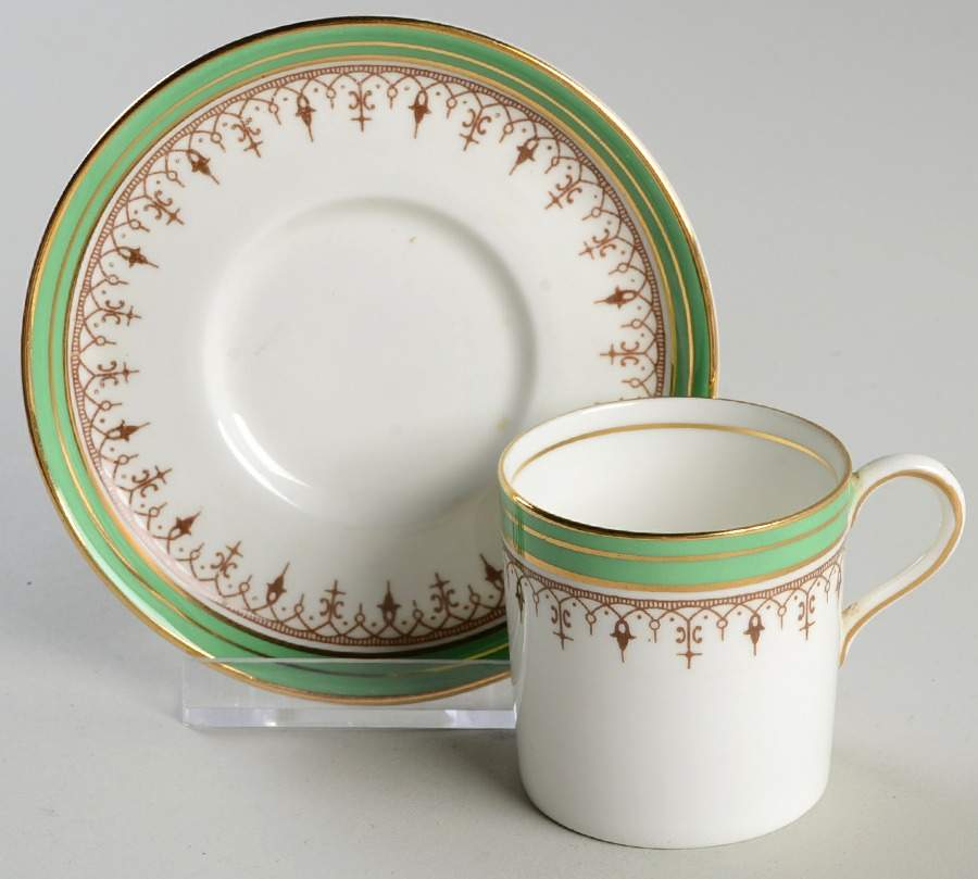 Durham Green Flat Demitasse Cup & Saucer Set by John  Aynsley & Sons-1