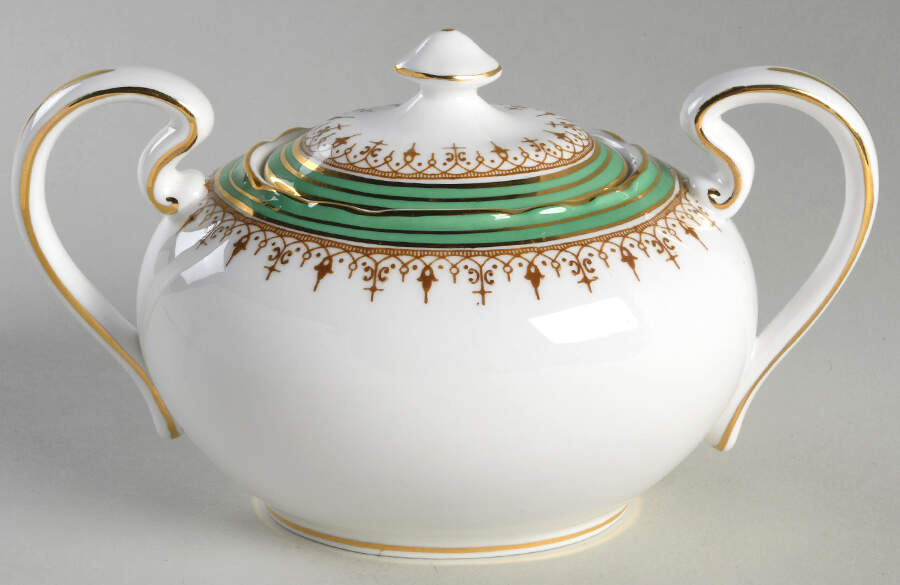 Durham Green Sugar Bowl & Lid by John  Aynsley & Sons-1
