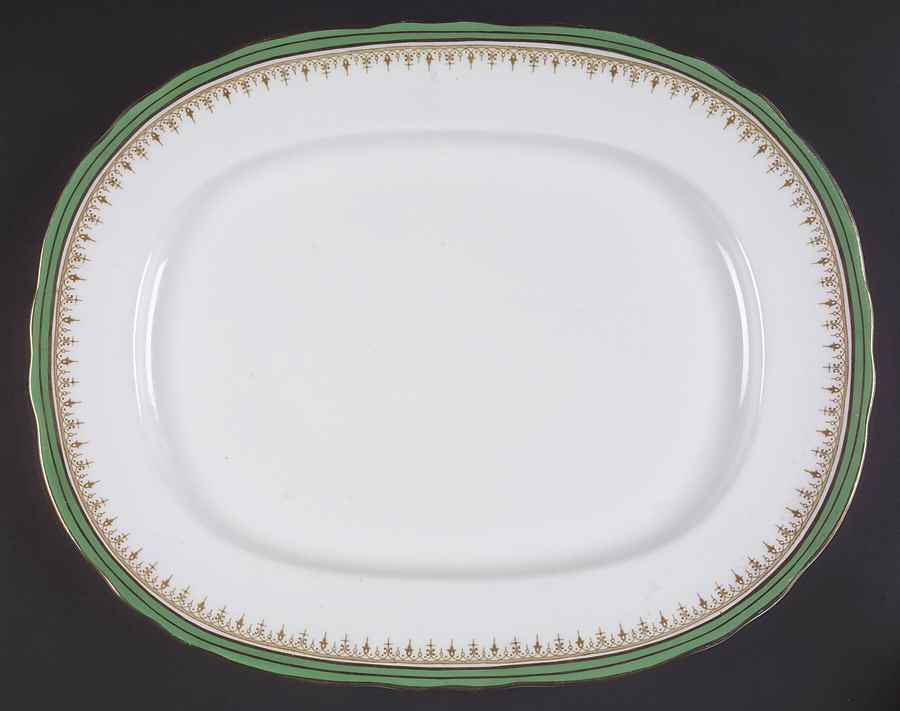 Durham Green 15" Oval Serving Platter by John  Aynsley & Sons-1