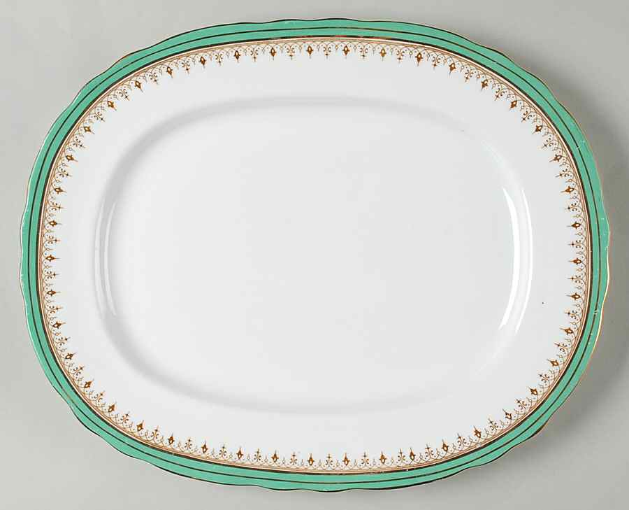 Durham Green 13" Oval Serving Platter by John  Aynsley & Sons-1