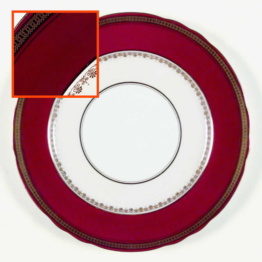 Durham Maroon (Scalloped, Gold Encrusted) Dinner Plate by John  Aynsley & Sons-1