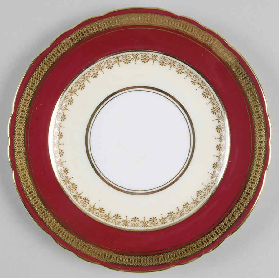 Durham Maroon (Scalloped, Gold Encrusted) Bread & Butter Plate by John  Aynsley & Sons-1