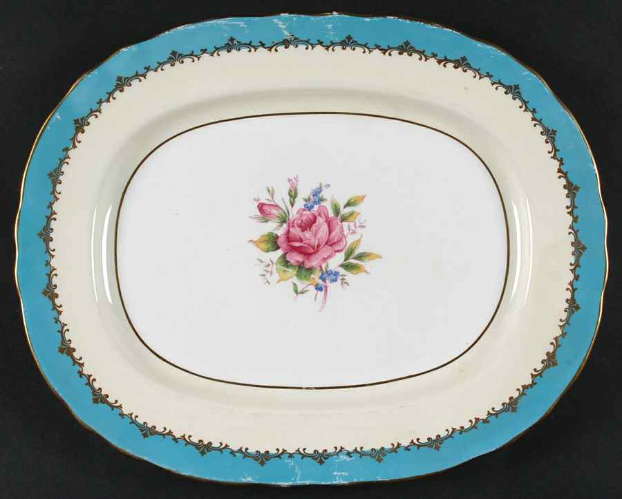 Eastbourne (Floral, Scalloped) 13" Oval Serving Platter by John  Aynsley & Sons-1