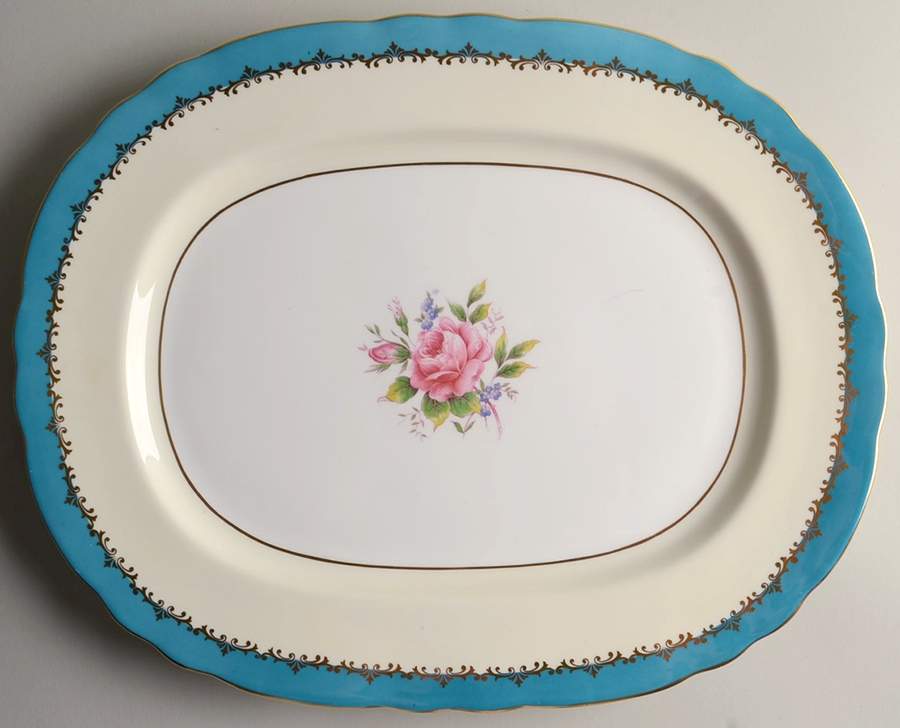 Eastbourne (Floral, Scalloped) 15" Oval Serving Platter by John  Aynsley & Sons-1