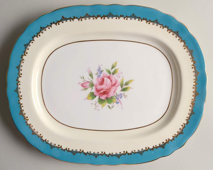 Eastbourne (Floral, Scalloped) 11" Oval Serving Platter by John  Aynsley & Sons-1