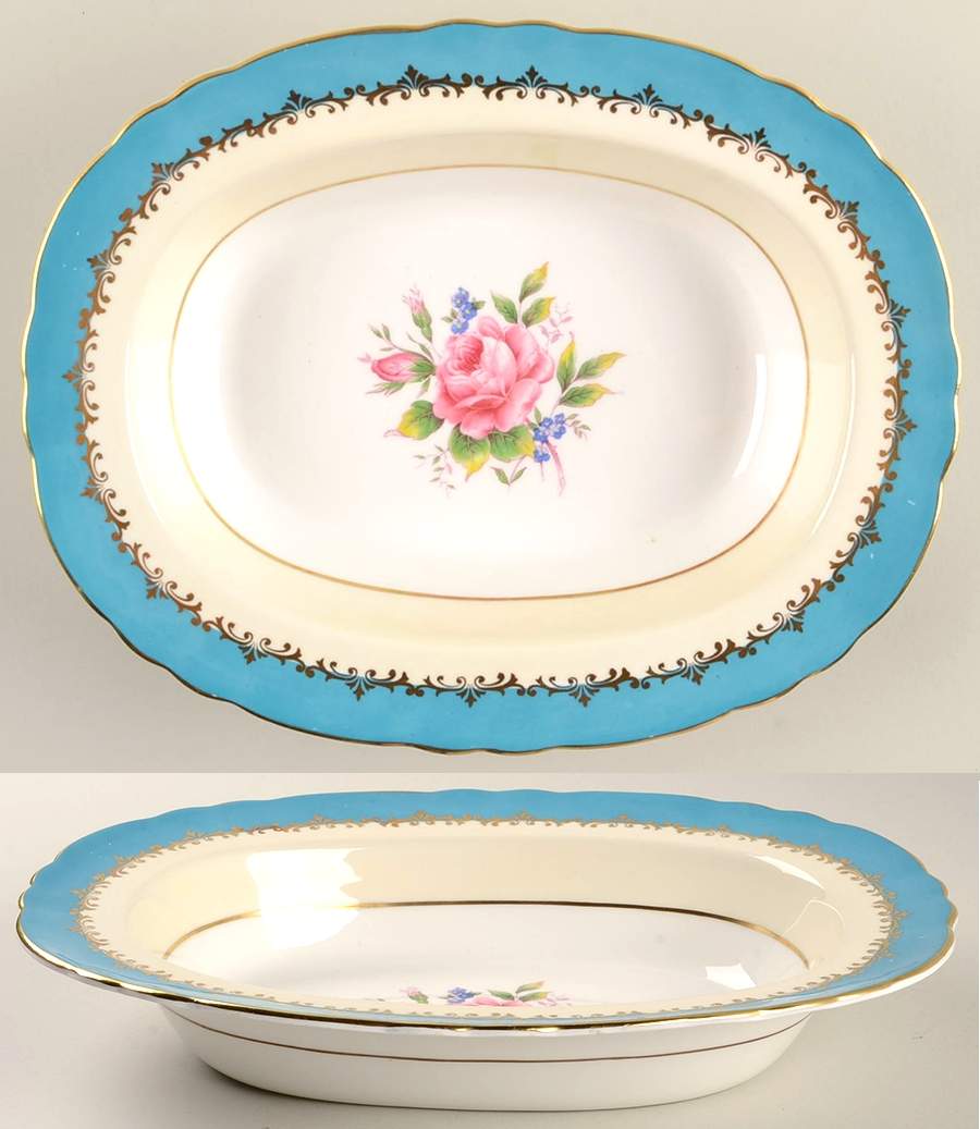 Eastbourne (Floral, Scalloped) 10" Oval Vegetable Bowl by John  Aynsley & Sons-1