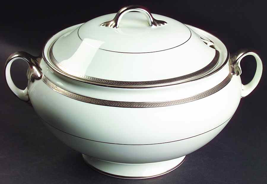 Elegance (Platinum Trim & Inner Verge) Tureen &  Lid by John  Aynsley & Sons-1