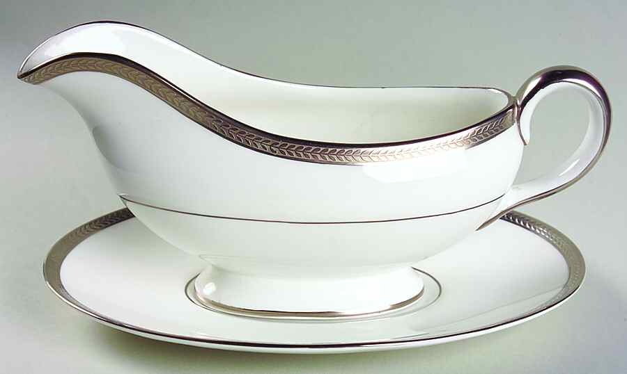 Elegance (Platinum Trim & Inner Verge) Gravy Boat & Underplate by John  Aynsley & Sons-1
