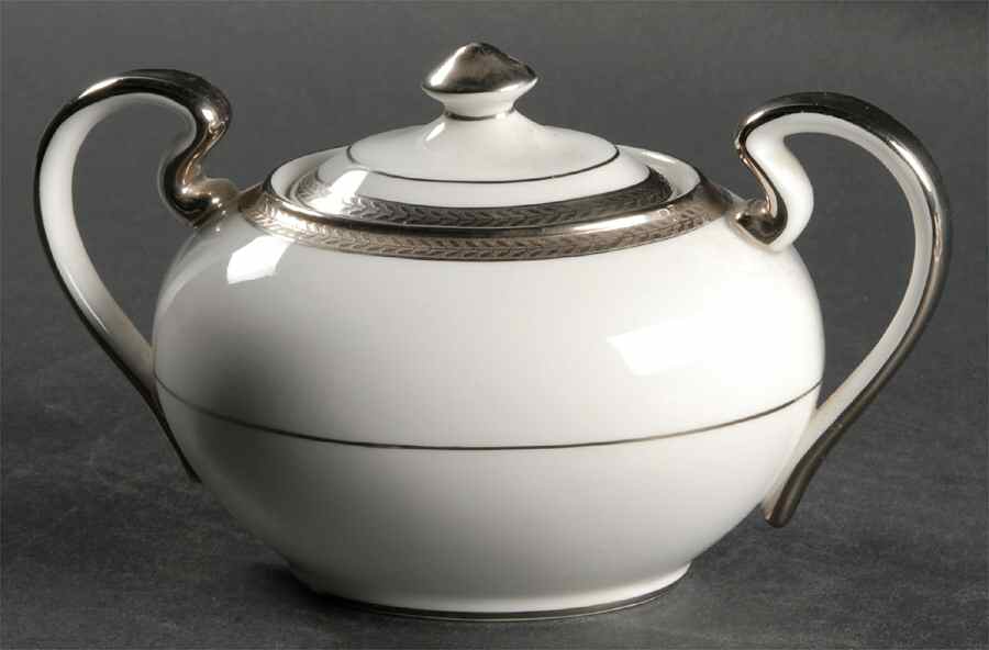 Elegance (Platinum Trim & Inner Verge) Sugar Bowl & Lid by John  Aynsley & Sons-1