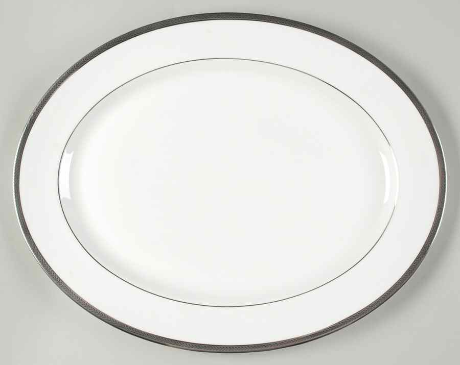 Elegance (Platinum Trim & Inner Verge) 16" Oval Serving Platter by John  Aynsley & Sons-1