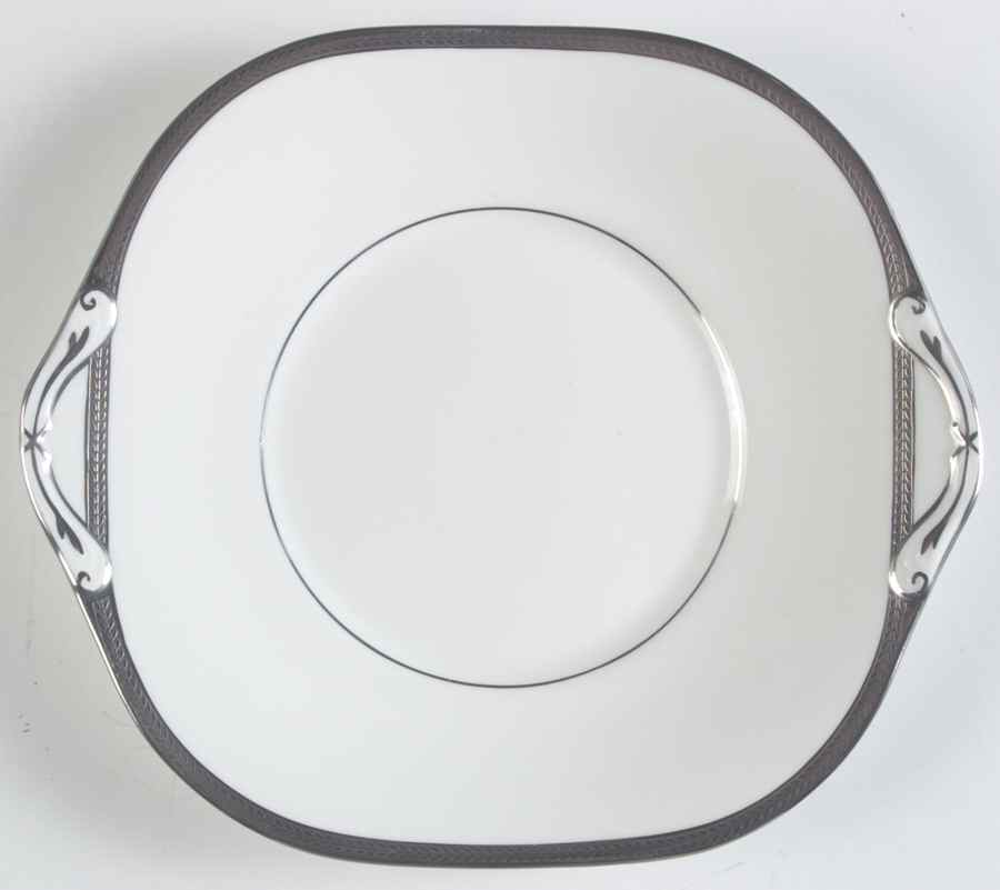 Elegance (Platinum Trim & Inner Verge) Handled Cake Plate by John  Aynsley & Sons-1