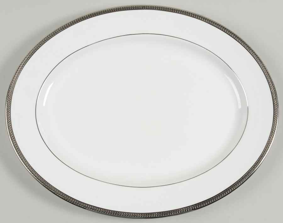 Elegance (Platinum Trim & Inner Verge) 13" Oval Serving Platter by John  Aynsley & Sons-1