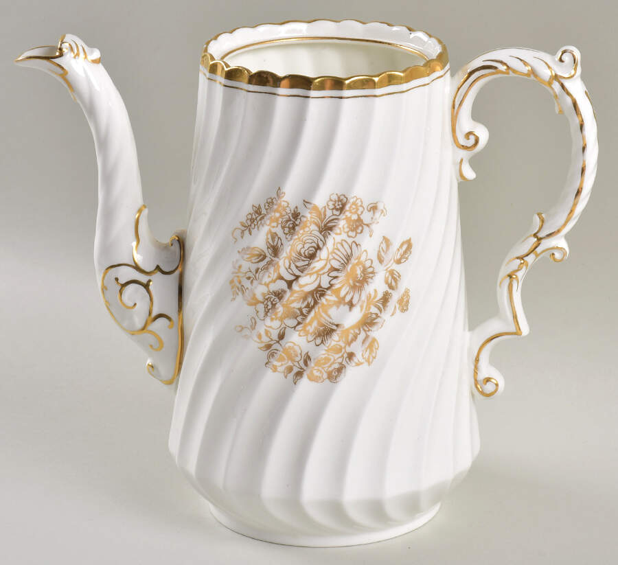 Elegance (Gold Floral & Gold Trim) Coffee Pot No Lid by John  Aynsley & Sons-1