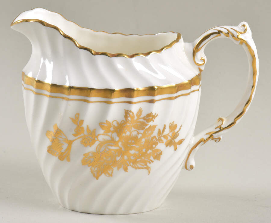 Elegance (Gold Floral & Gold Trim) Creamer by John  Aynsley & Sons-1