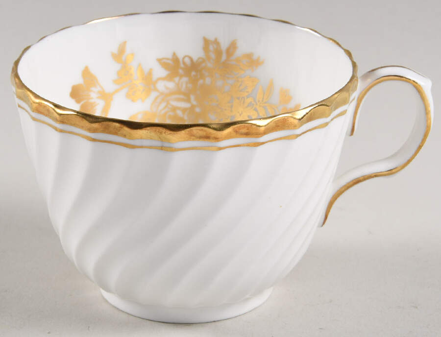 Elegance (Gold Floral & Gold Trim) Flat Cup by John  Aynsley & Sons-1