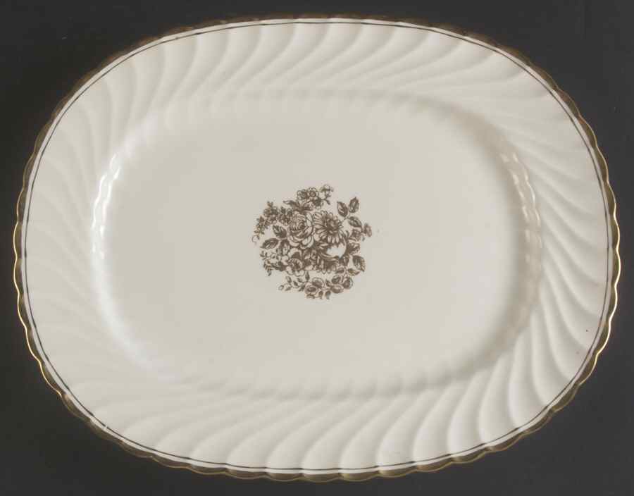 Elegance (Gold Floral & Gold Trim) 15" Oval Serving Platter by John  Aynsley & Sons-1