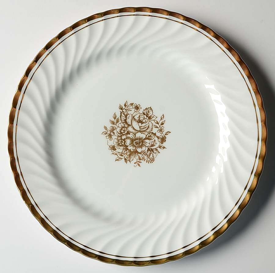 Elegance (Gold Floral & Gold Trim) Salad Plate by John  Aynsley & Sons-1