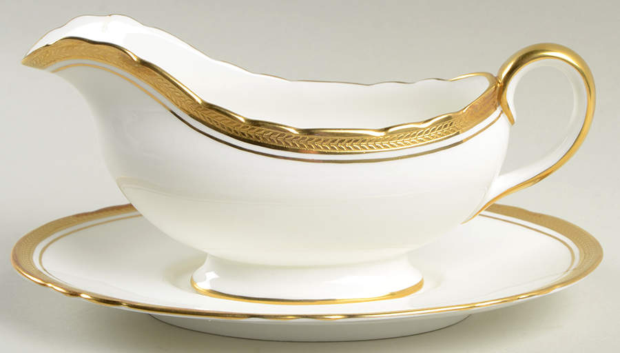 Elizabeth (Scalloped, Pin Line) Gravy Boat & Underplate by John  Aynsley & Sons-1