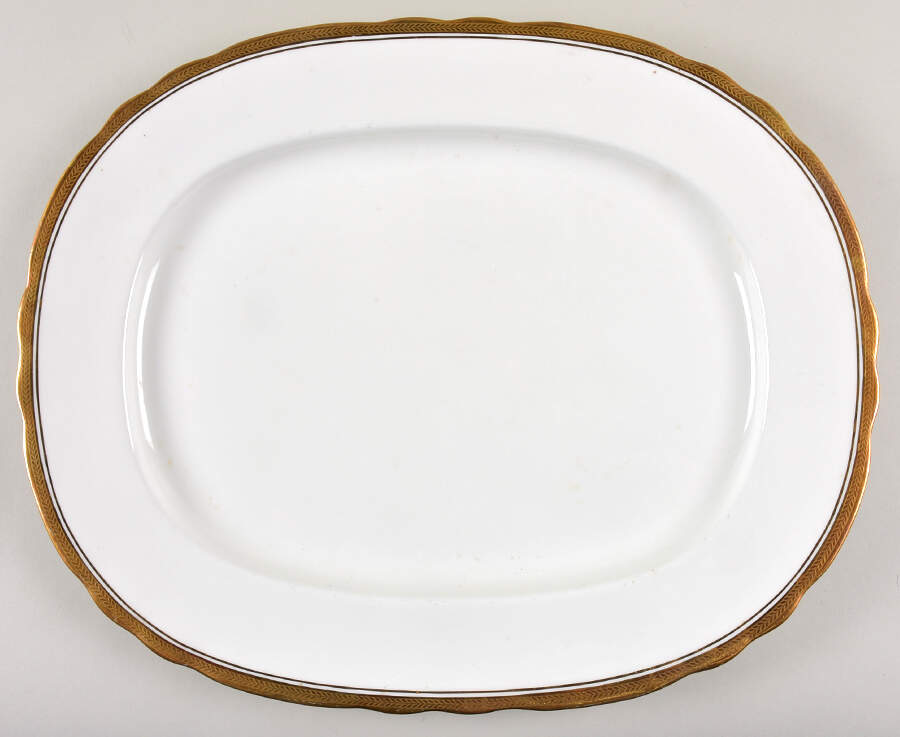 Elizabeth (Scalloped, Pin Line) 17" Oval Serving Platter by John  Aynsley & Sons-1