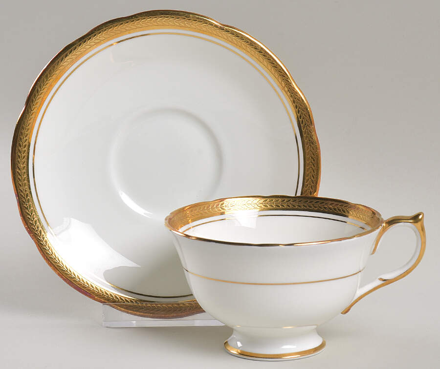 Elizabeth (Scalloped, Pin Line) Footed Cup & Saucer Set by John  Aynsley & Sons-1