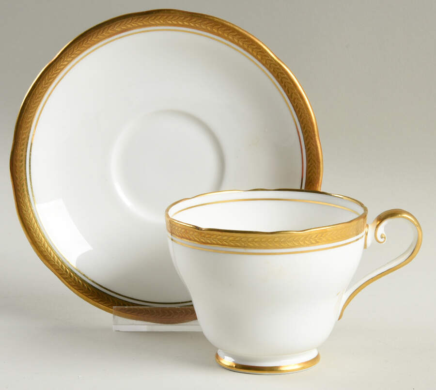 Elizabeth (Scalloped, Pin Line) Footed Cup & Saucer Set by John  Aynsley & Sons-1