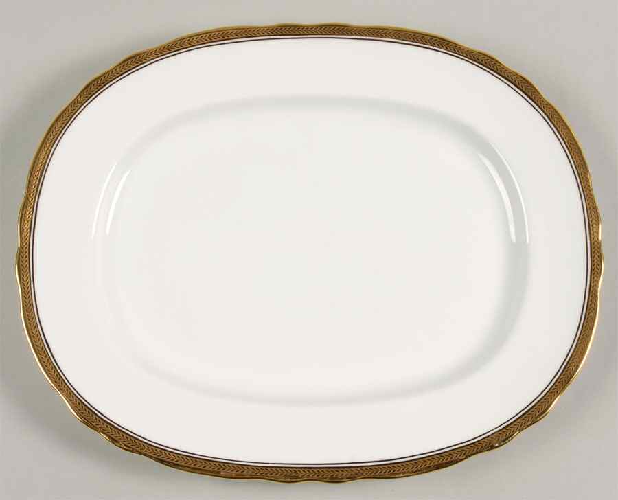 Elizabeth (Scalloped, Pin Line) 13" Oval Serving Platter by John  Aynsley & Sons-1