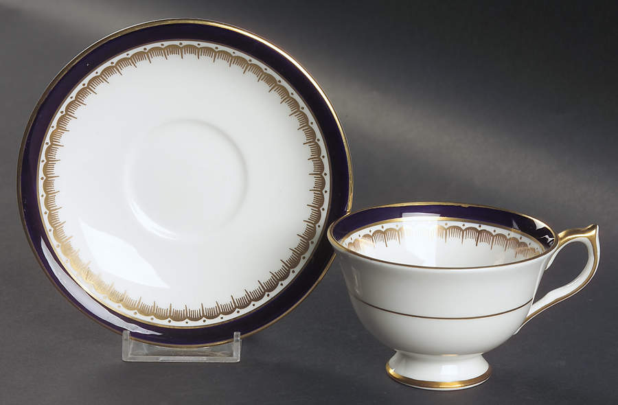 Embassy Cobalt Blue (Smooth) Footed Cup & Saucer Set by John  Aynsley & Sons-1