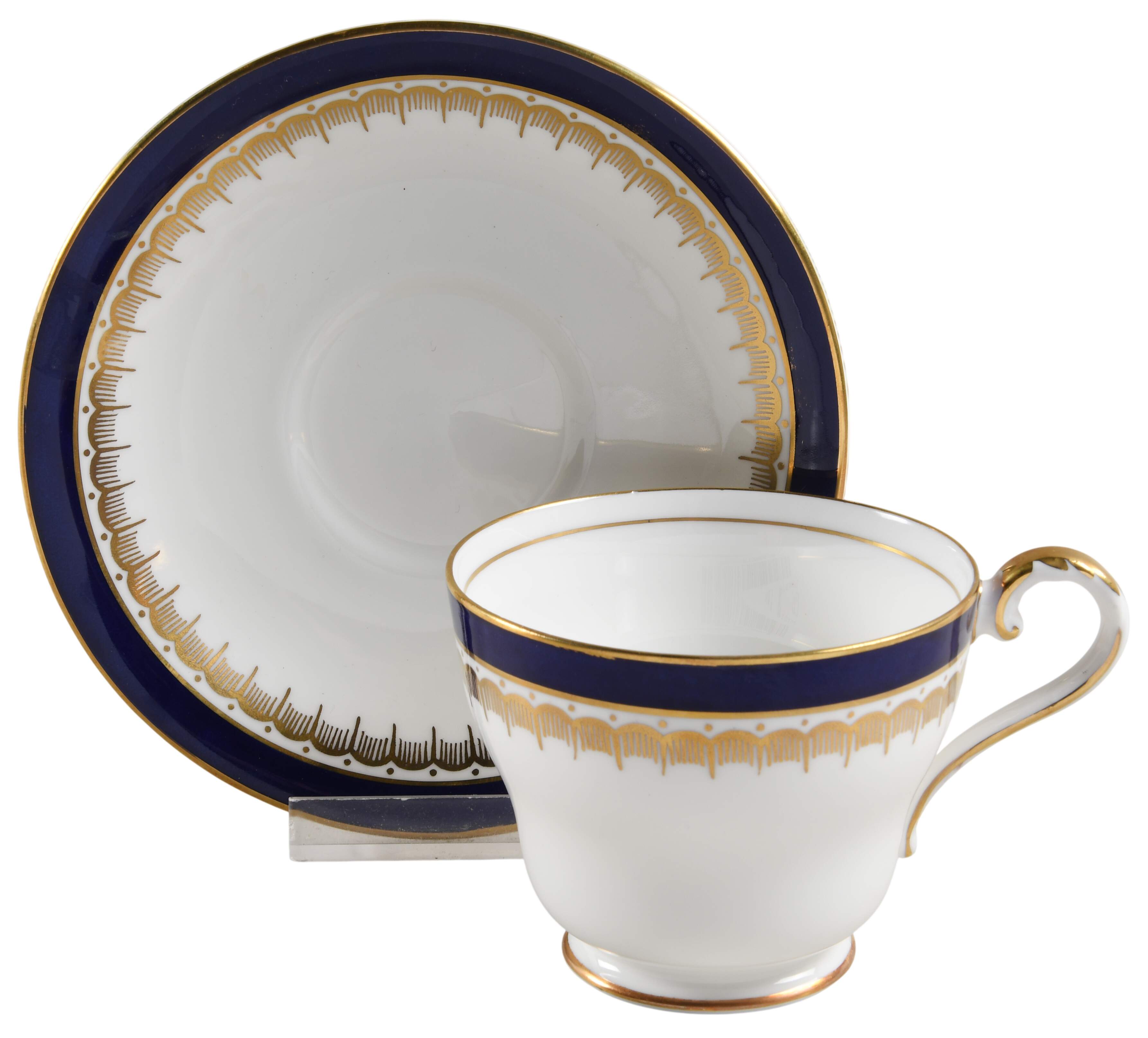 Embassy Cobalt Blue (Smooth) Footed Cup & Saucer Set by John  Aynsley & Sons-1