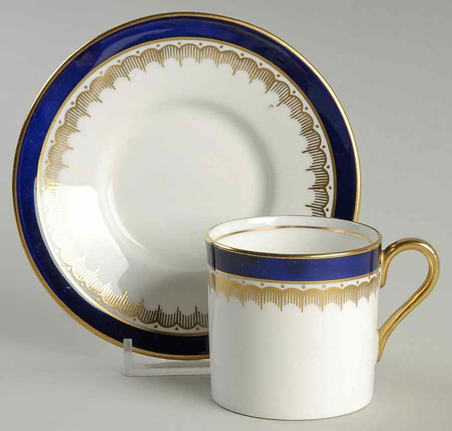 Embassy Cobalt Blue (Smooth) Flat Demitasse Cup & Saucer Set by John  Aynsley & Sons-1