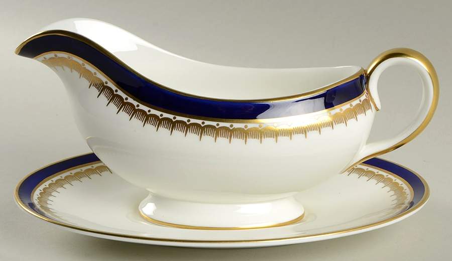 Embassy Cobalt Blue (Smooth) Gravy Boat & Underplate by John  Aynsley & Sons-1