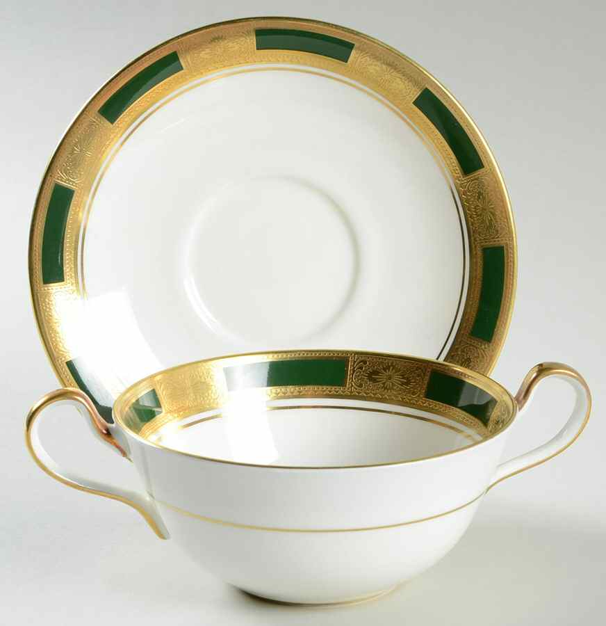 Empress Laurel Flat Cream Soup Bowl & Saucer Set by John  Aynsley & Sons-1