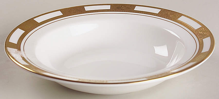 Empress White (Gold Encrusted, Smooth Or Scalloped) Rim Soup Bowl by John  Aynsley & Sons-1