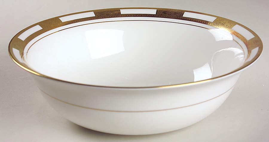 Empress White (Gold Encrusted, Smooth Or Scalloped) 9" Salad Serving Bowl by John  Aynsley & Sons-1