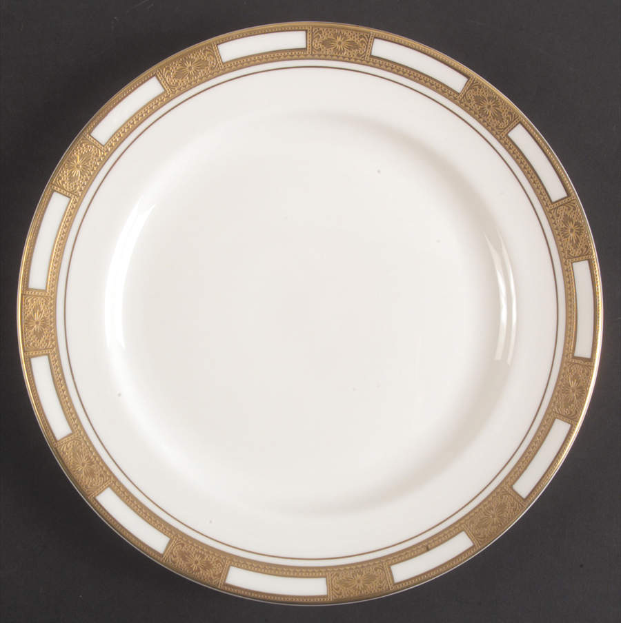 Empress White (Gold Encrusted, Smooth Or Scalloped) Luncheon Plate by John  Aynsley & Sons-1