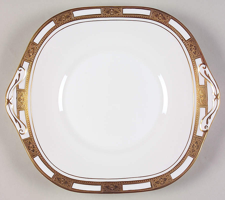 Empress White (Gold Encrusted, Smooth Or Scalloped) Square Handled Cake Plate by John  Aynsley & Sons-1