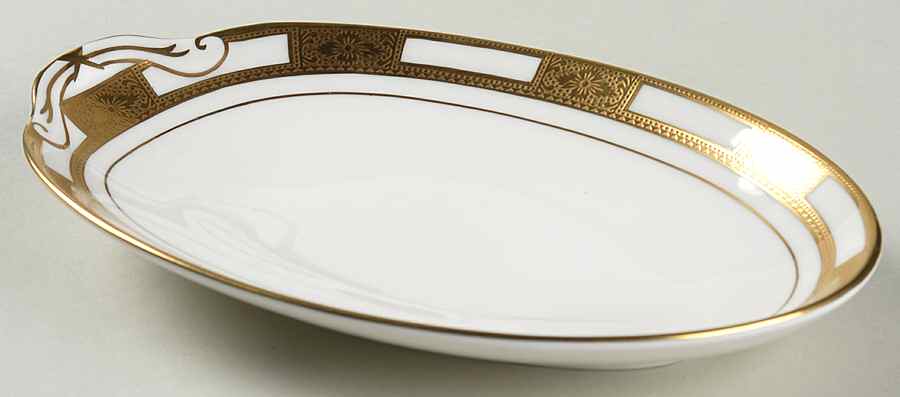 Empress White (Gold Encrusted, Smooth Or Scalloped) Pickle Dish by John  Aynsley & Sons-1