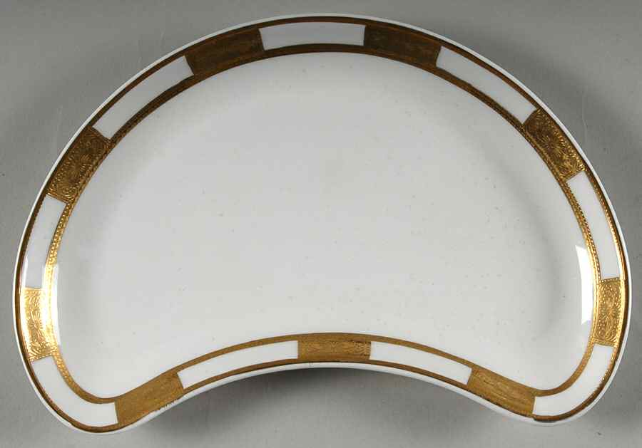 Empress White (Gold Encrusted, Smooth Or Scalloped) Crescent Salad Plate by John  Aynsley & Sons-1