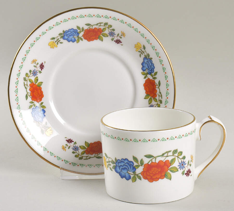 Famille Rose Flat Cup & Saucer Set by John  Aynsley & Sons-1