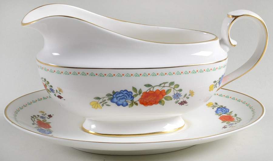 Famille Rose Gravy Boat & Underplate by John  Aynsley & Sons-1