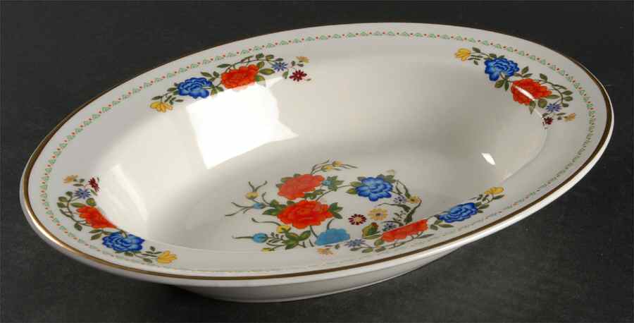 Famille Rose 10" Oval Vegetable Bowl by John  Aynsley & Sons-1