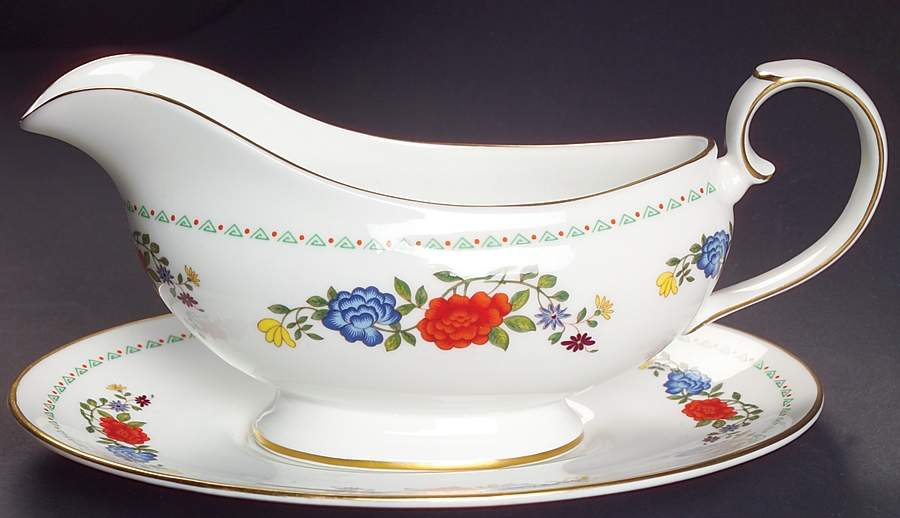 Famille Rose Gravy Boat & Underplate by John  Aynsley & Sons-1