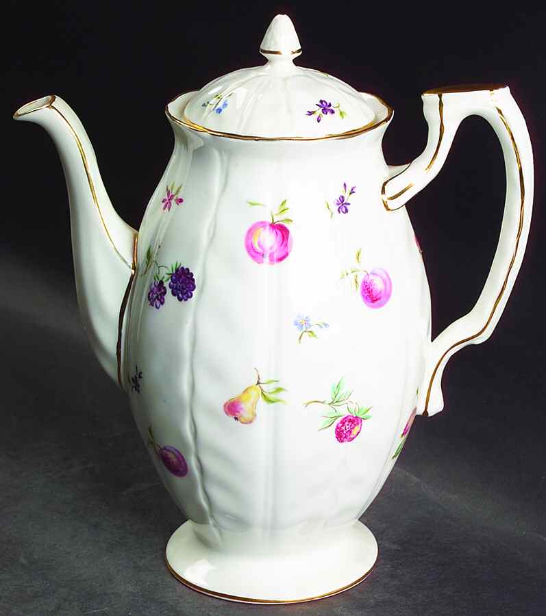 Florida White Coffee Pot & Lid by John  Aynsley & Sons-1