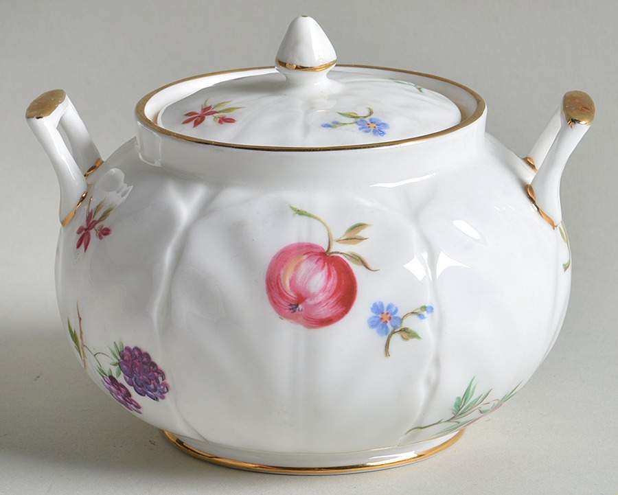 Florida White Sugar Bowl & Lid by John  Aynsley & Sons-1