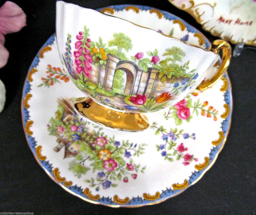 Garden Gate Footed Cup & Saucer Set by John  Aynsley & Sons-1