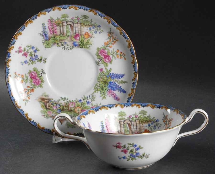 Garden Gate Flat Cream Soup Bowl & Saucer Set by John  Aynsley & Sons-1
